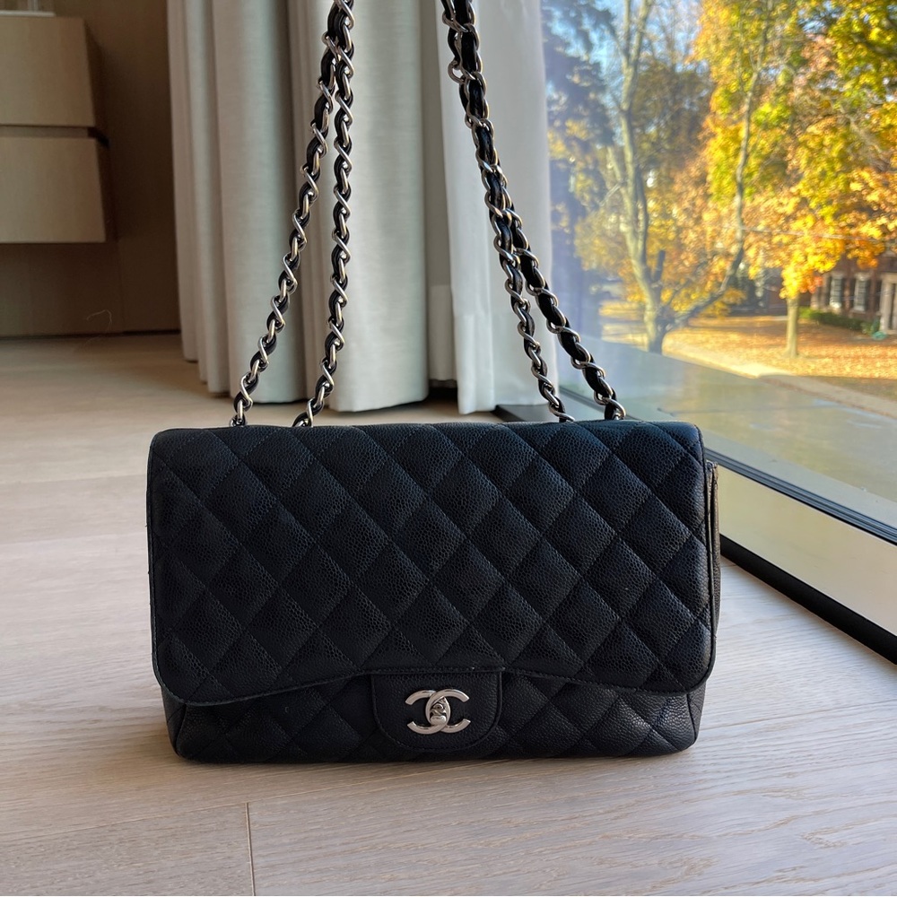 Chanel Jumbo Single Flap Black Caviar Silver Hardware - Picture 9 of 14